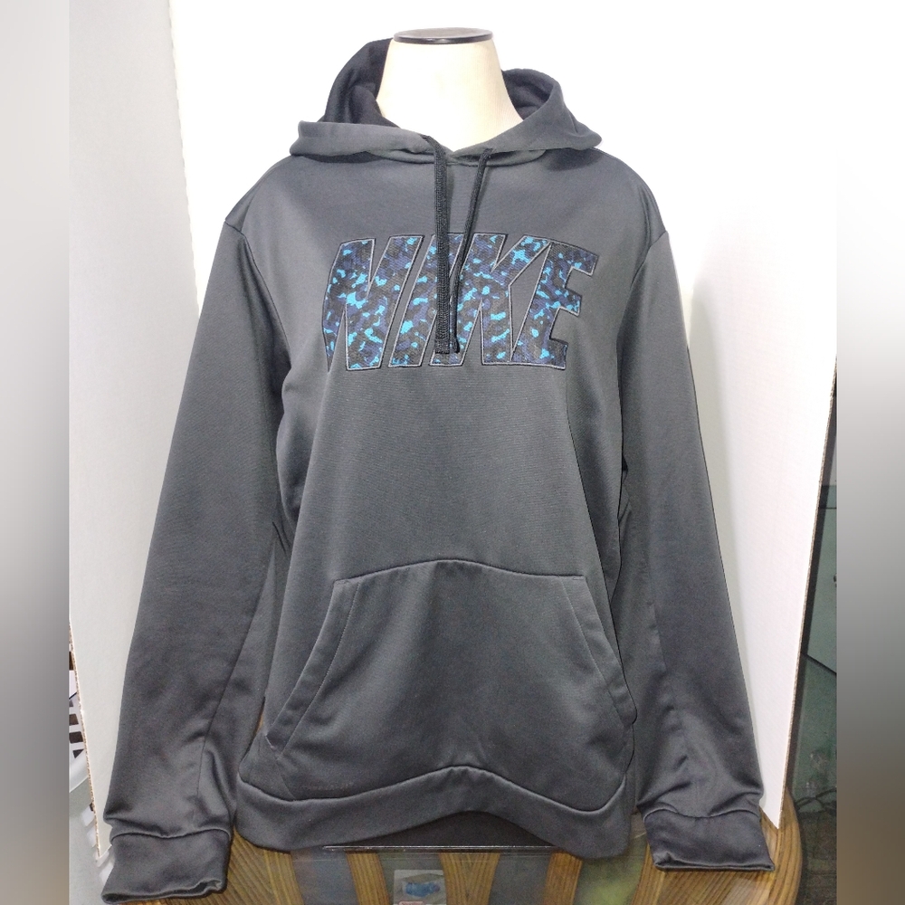 Nike Charcoal Hoodie with Blue Logo